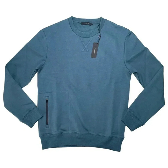 Natori Bagani Fleece Side Zip Classic Fit Crewneck Mens Sweatshirt Small - Picture 1 of 12